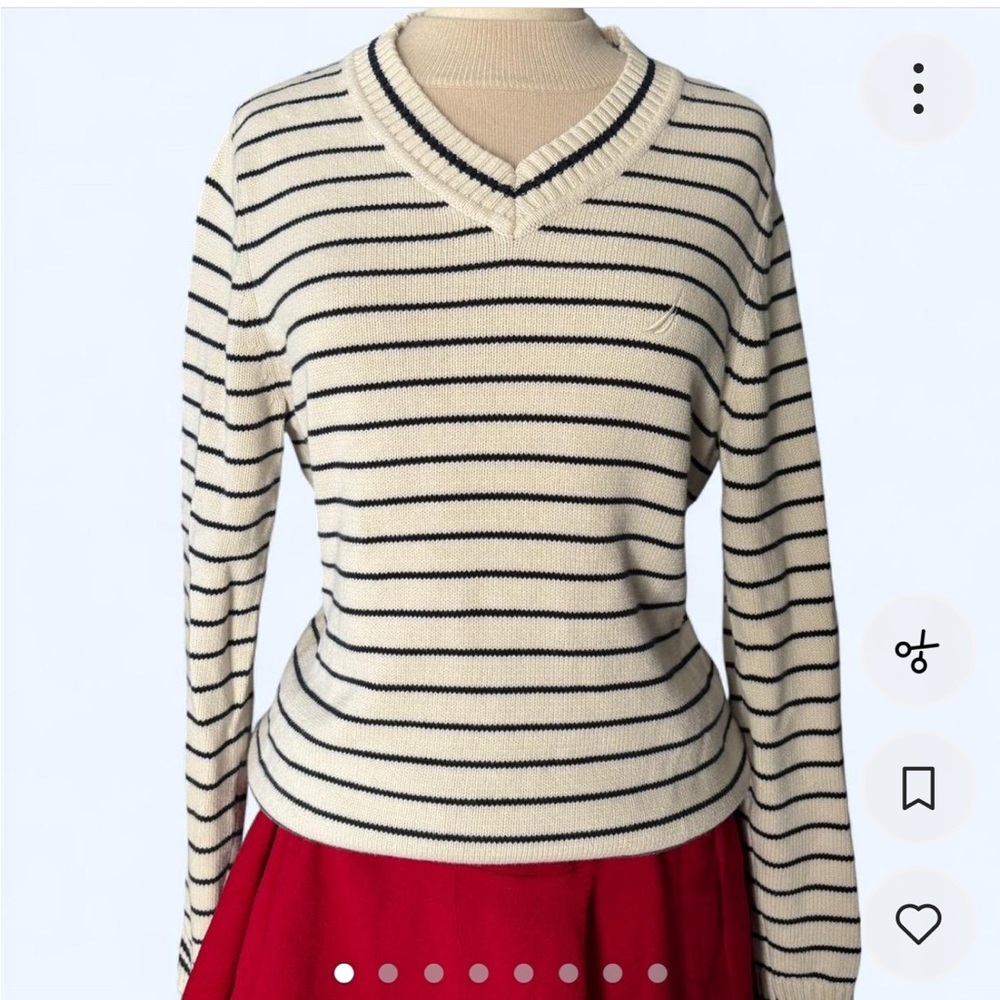 Nautica Beige and blue striped Knit Sweater